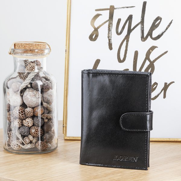 Pánská černá peněženka s knoflíkem - Peněženka