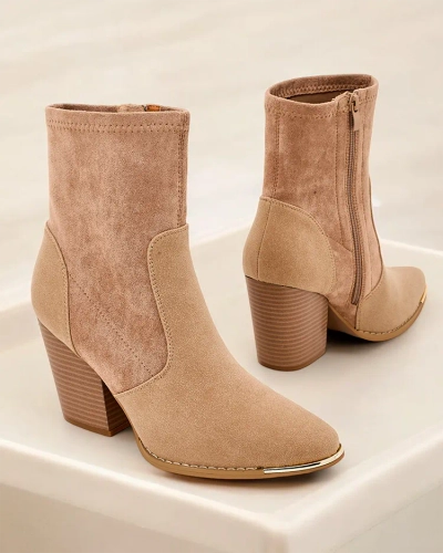 Dámské kotníkové boty Royalfashion z ekosuede na sloupci Gris