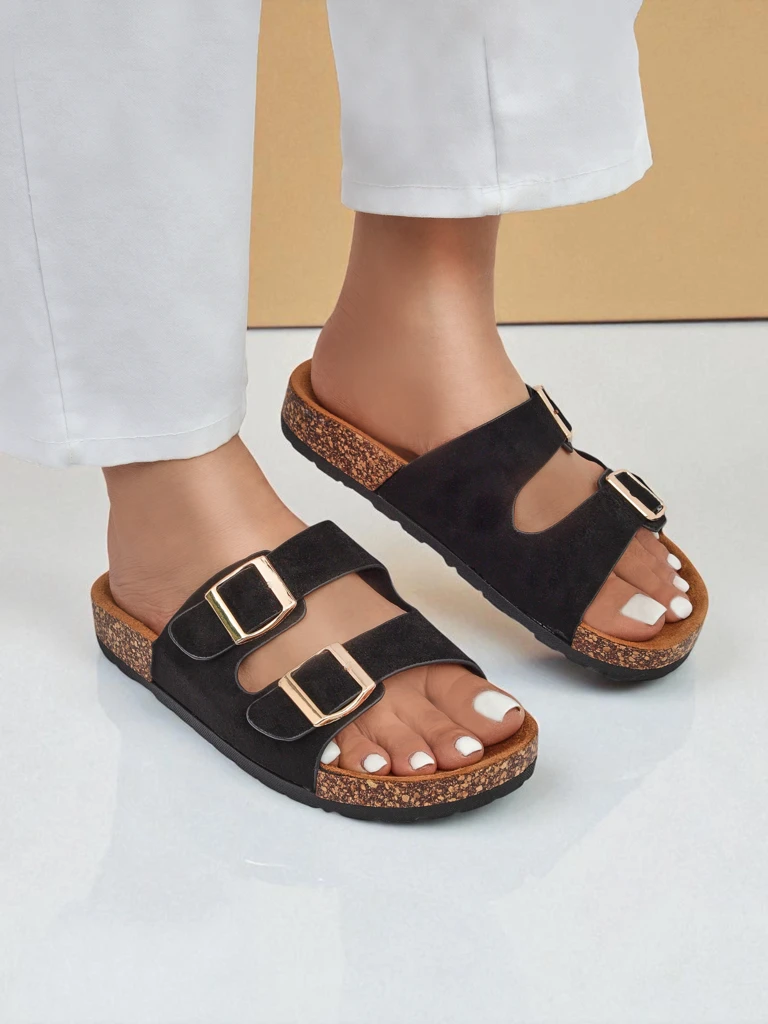 Dámské pantofle Letitia černé, semišové, plochý podpatek, italský design