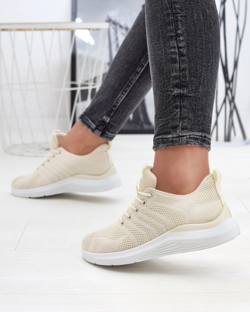 Кремові жіночі тканинні спортивні кросівки Bofia - Взуття