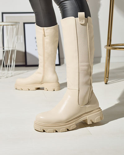 Кремові жіночі черевики до середини ікри Vebissa- Footwear