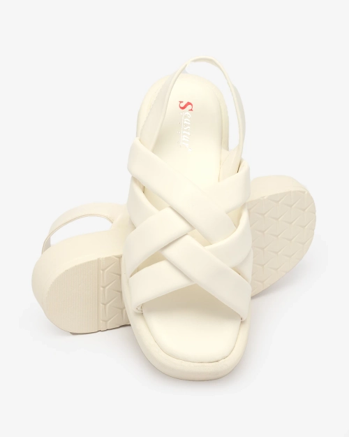 Білі жіночі босоніжки на платформі з екошкіри Royalfashion Ivenika