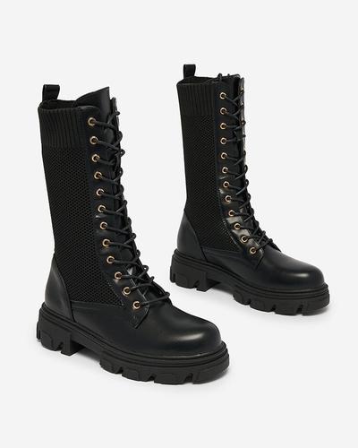 Royalfashion Ажурні чорні жіночі черевики на плоскому каблуці Kaliffo