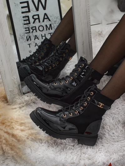 Ботильйони шнуровані з еко шкіри матової та лакованої Alvinea