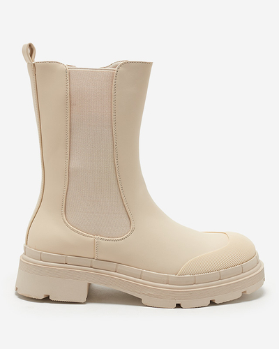 Béžové matné dámské vysoké boty Namrid- Obuv