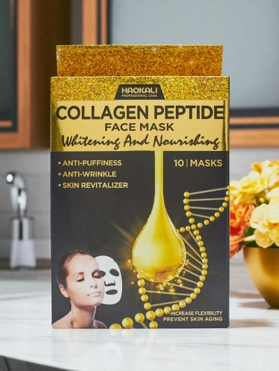 Aurora Collagenus Peptide Mask – Освітлююча маска для обличчя Haokali 10 шт.