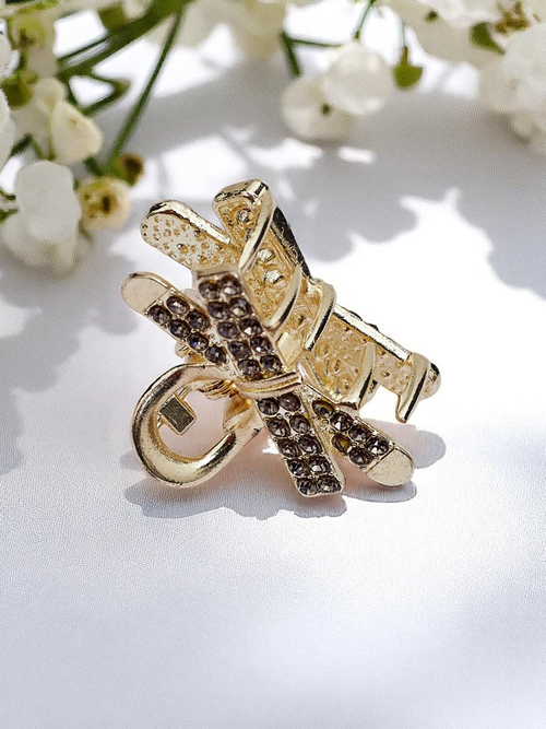 Royalfashion Заколка для волосся з стразами Золота заколка