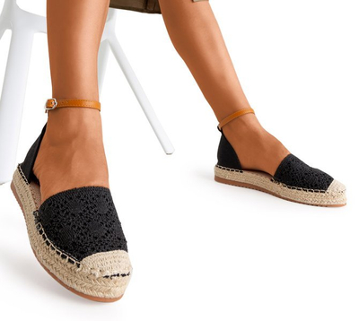 Černé espadrily s prolamovaným svrškem Asti - Obuv