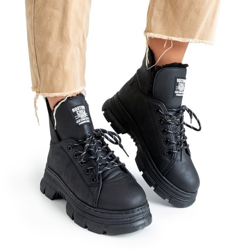 Жіночі чорні туристичні черевики з хутром Rostorie - Взуття