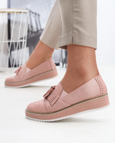 Рожеві жіночі напівчеревики на низьких підборах Veolita- Взуття