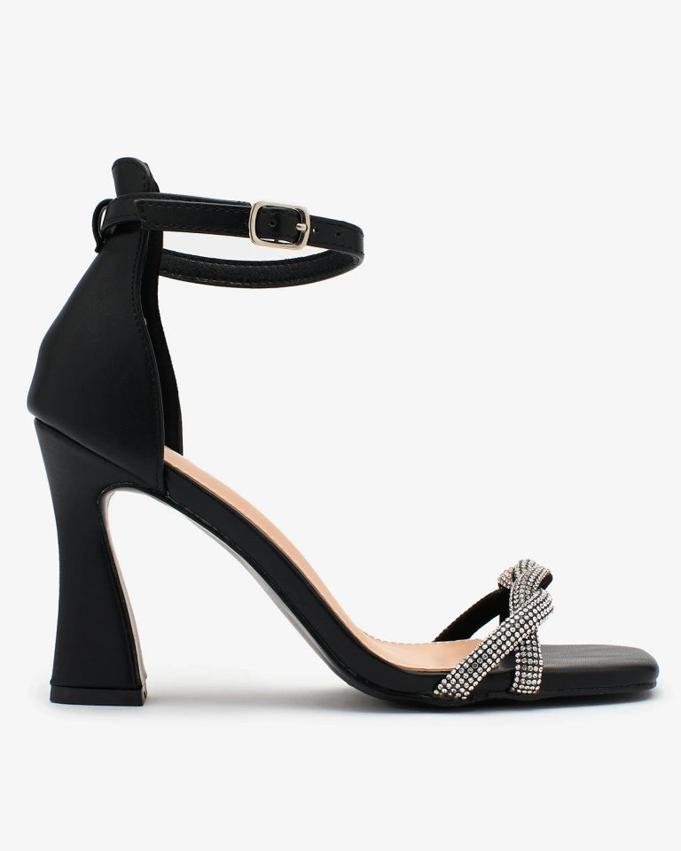 Royalfashion Černé dámské sandály Sparkle Step se zirkony