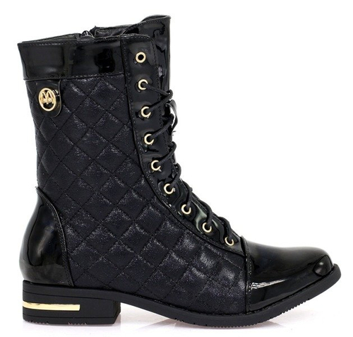 Czarne, pikowane workery - Obuwie