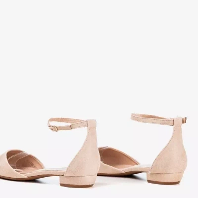 OUTLET Béžové dámské balerínky na plochém podpatku Arinida - Boty