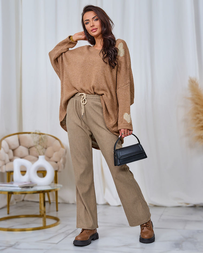 Жіночі штани з вельветової тканини Royalfashion в кольорі хакі