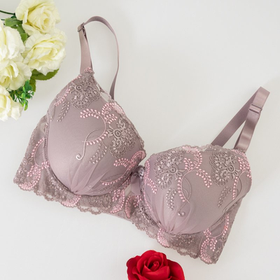 Фіолетовий м'який бюстгальтер з мереживом - нижня білизна