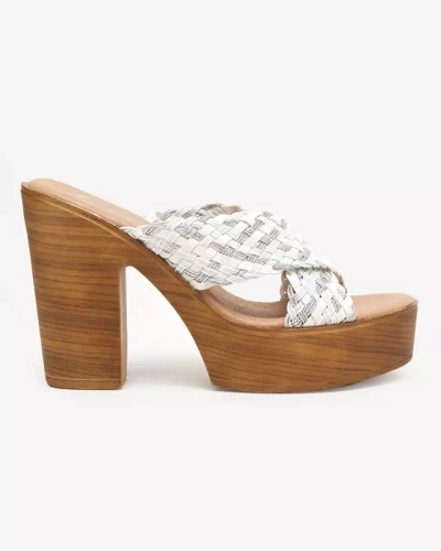 OUTLET Dámské bílé pantofle na vysokém sloupku Kotinso - Obuv