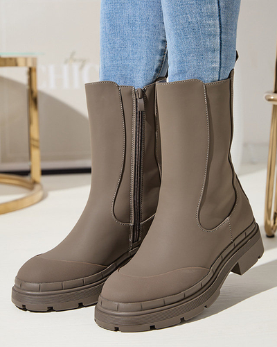 OUTLET Dámské zateplené vysoké kozačky v khaki barvě Jori - Obuv