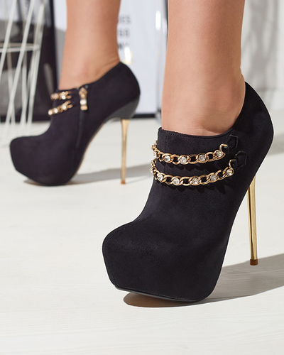 Černé dámské boty na vysokém podpatku Ehcso- Obuv