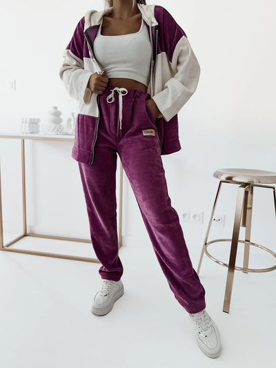 Royalfashion Dámská fialová pruhovaná sportovní souprava