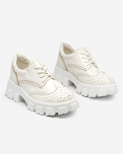 Білі жіночі черевики на шнурівці Uner