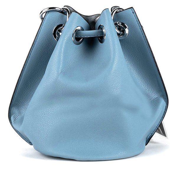 Niebieska torebka na ramię ze srebrnymi dżetami - Torebki