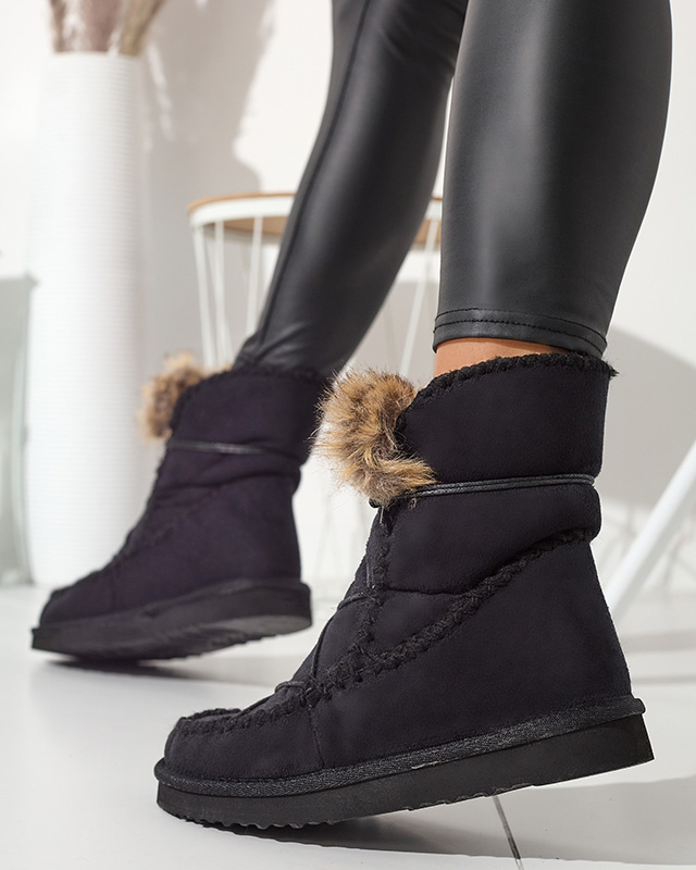 Černé eko semišové dámské sněhule Oiu - Obuv