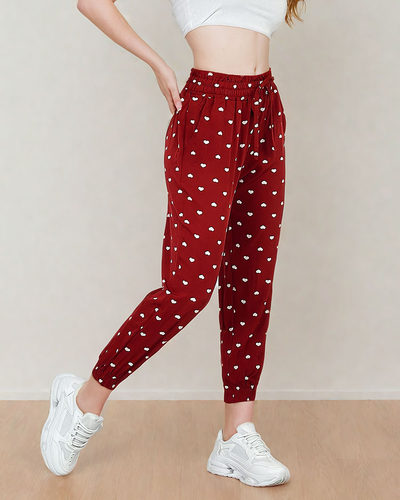 Royalfashion Dámské látkové kalhoty se srdíčky