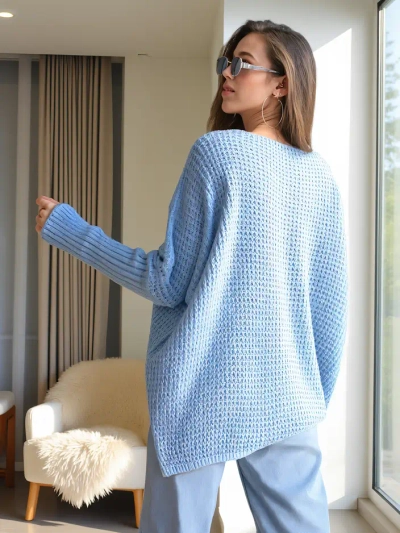 Royalfashion Dámský oversized akrylový svetr se srdíčky