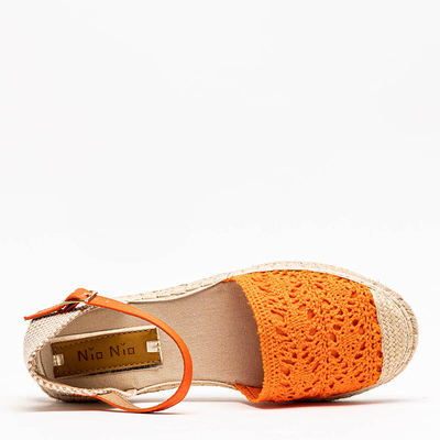 Oranžové sandály espadrilles s svrškem prolamované Asie - Obuv