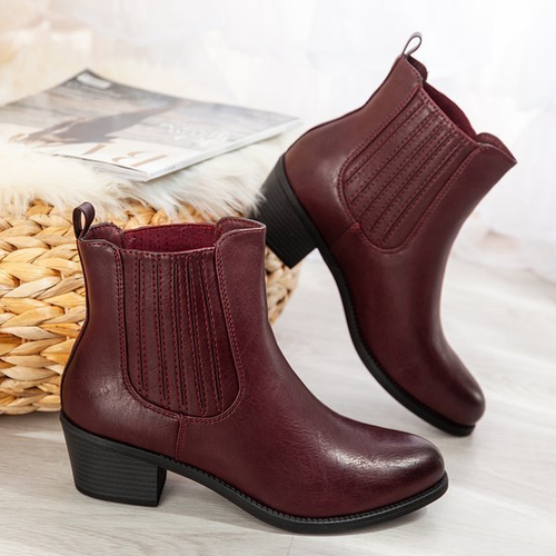 Бордові ковбоські черевики на низькому каблуці Westernias - Взуття