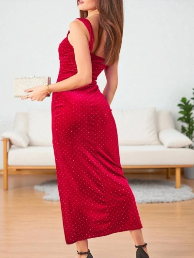 Royalfashion Dámské midi šaty s kamínky