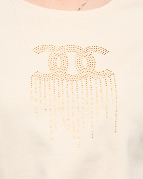 Бежевий жіночий спортивний комплект з фіанітами - Одяг