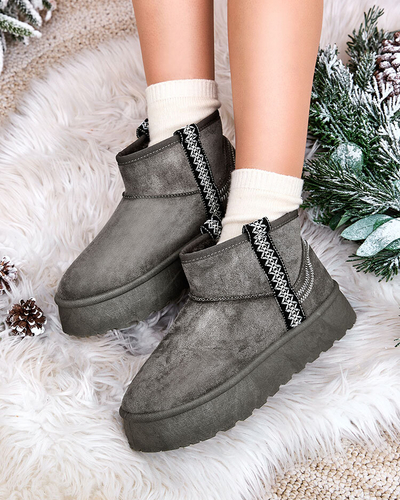 Royalfashion Dámské krátké kozačky a'la snow boots s ornamentem Erititta