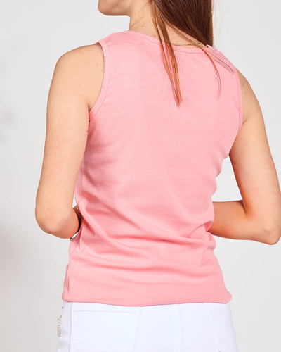 Рожевий топ з цирконами та перлами