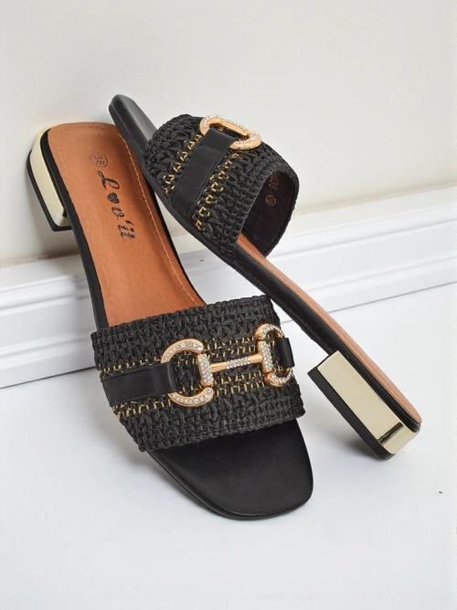 Royalfashion Жіночі шльопанці плетені з прикрасою Aeterna