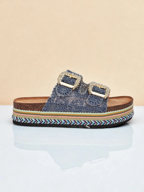 Royalfashion Жіночі сандалі з пряжками зі стразами GlamCork