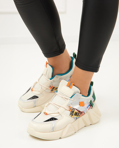 VÝSTUP Béžová dámská sportovní obuv s barevnými vsadkami Deroni - Obuv