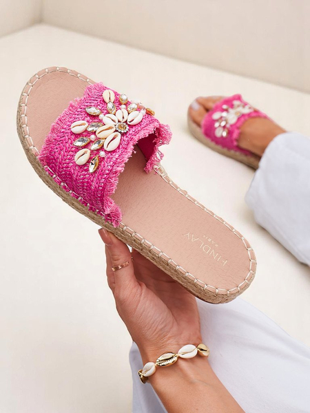 Dámské žabky Royalfashion Callista Fuchsiová na platformě s mušlemi