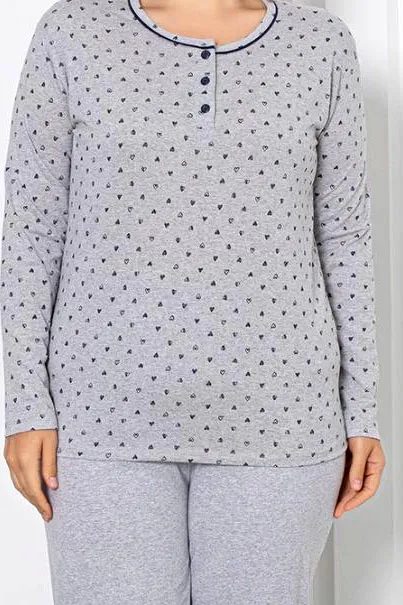 Royalfashion Жіночий бавовняний комплект піжами з серцями РОЗМІР ПЛЮС