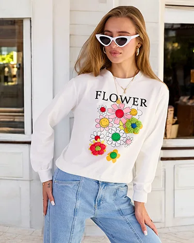 Жіночий бавовняний світшот з тонким принтом Royalfashion