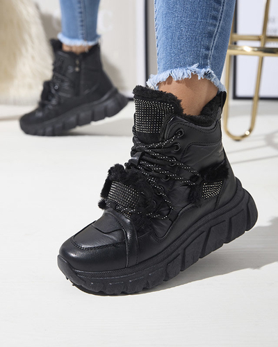 Černé sněhule z ekokůže se zirkony Armof - Obuv