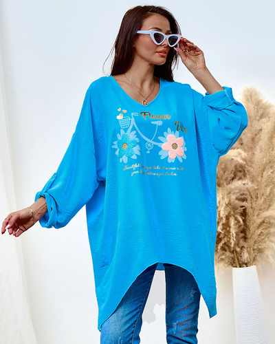 Royalfashion Delší dámská halenka s potiskem