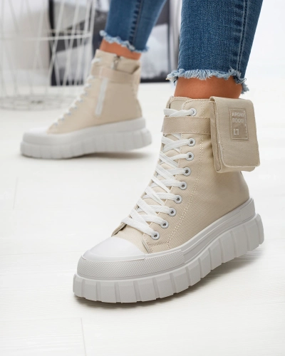 Бежеві жіночі кеди на високій платформі Uprella - Взуття