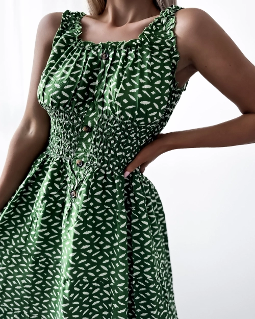 Жіноча сукня до коліна з принтом темно-зеленого кольору - Одяг