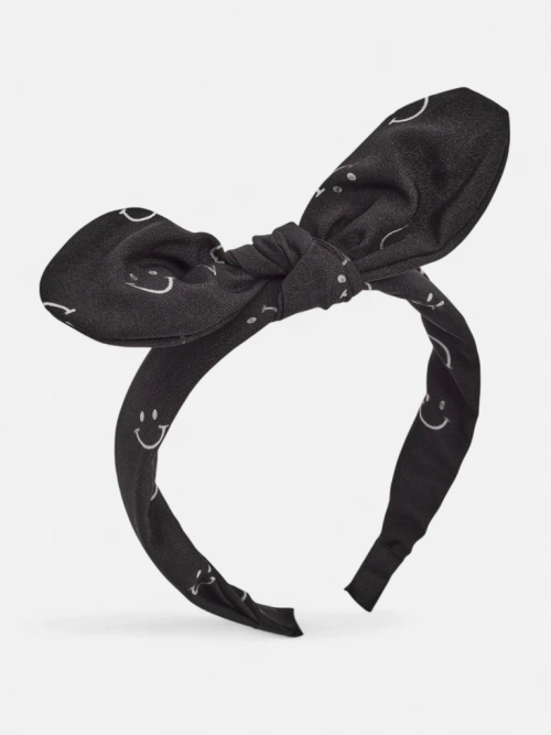 Royalfashion Дитяча пов'язка на волосся з бантиком з принтом у вигляді усміхнених облич