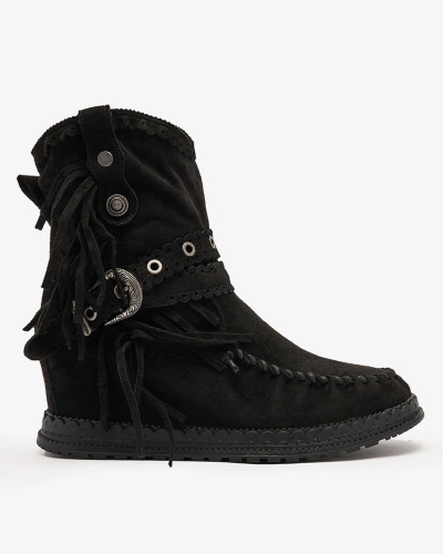 Royalfashion Černé dámské kozačky se skrytou kotvou Dibisa