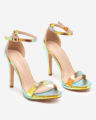 Zlaté dámské holografické sandály na jehle Fasiro - Obuv