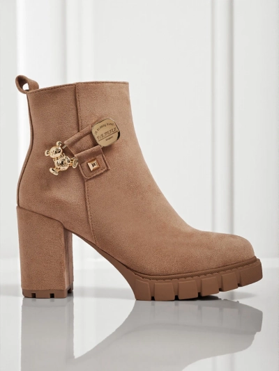 Dámské kotníkové boty eko semišové na sloupku Bearr