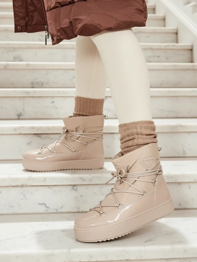 Royalfashion Dámské nazouvací boty a'la snow boots ve světle hnědé barvě Vevnose