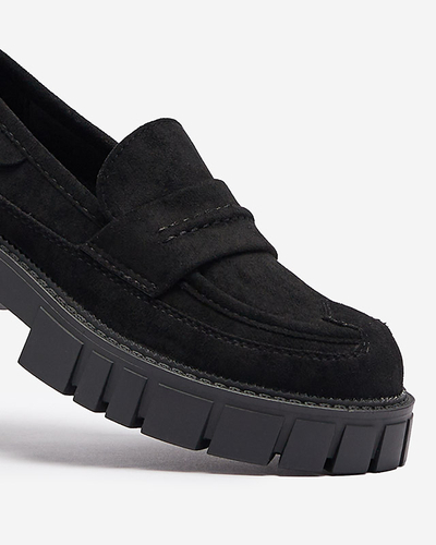 Černé mokasíny z eko semiše pro ženy Siherta- Obuv